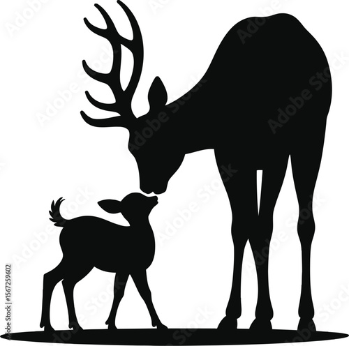 Majestic deer silhouette mother and fawn tender moment