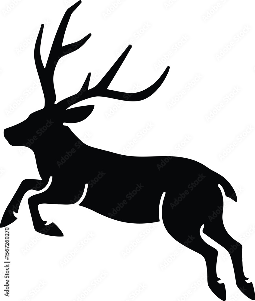 Obraz premium Leaping stag silhouette elegant wildlife design