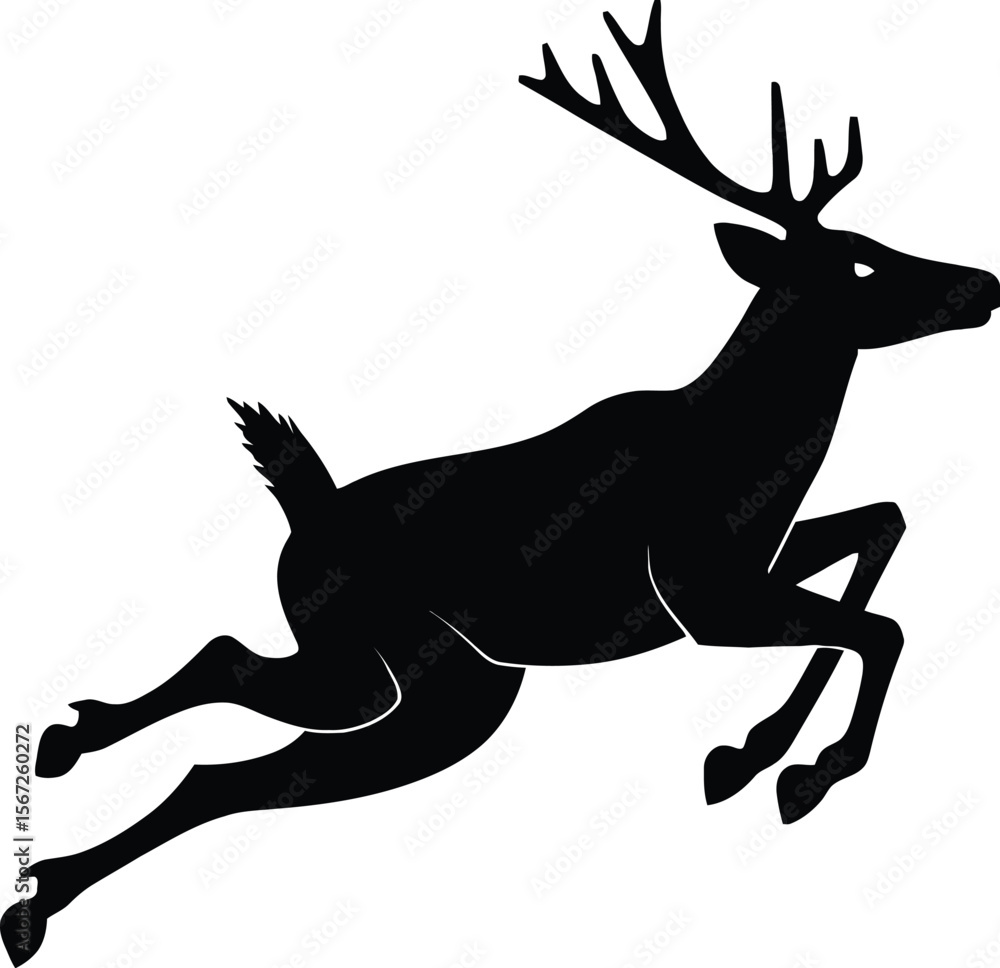 Fototapeta premium Leaping deer silhouette majestic animal jump