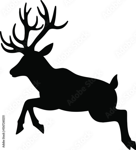 Majestic buck silhouette leaping gracefully