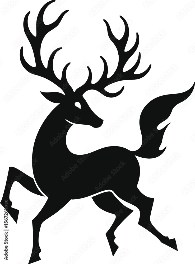 Fototapeta premium Majestic stag silhouette elegant antlered deer design