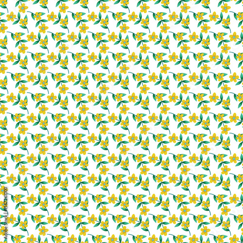Wallpaper Mural Seamless Pattern with Yellow Flowers and Green Leaves on White Background Torontodigital.ca
