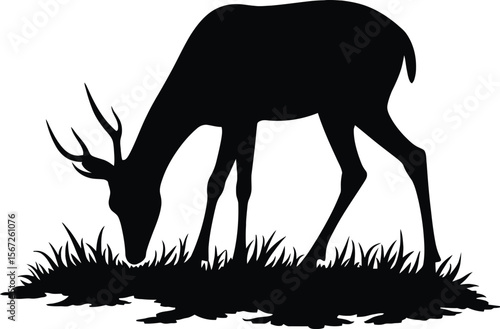 Majestic deer silhouette grazing in tall grass