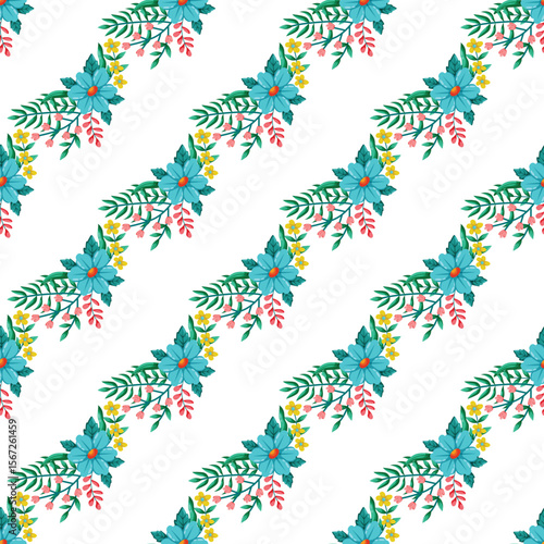 Wallpaper Mural Floral Seamless Pattern With Colorful Flowers on White Background Torontodigital.ca