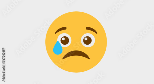 A yellow emoji face with a sad expression and a single tear falling from its eye.
