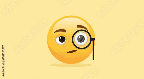 A pensive yellow emoticon with a monocle, subtly conveying intellectual curiosity.