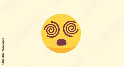 A dizzy, surprised emoticon with swirling eyes, expressing disorientation.