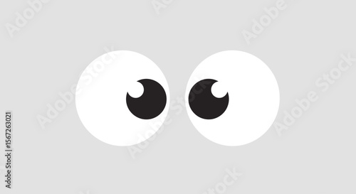 Cartoon eyes, simple design, large pupils, and white sclera, on a light gray background.