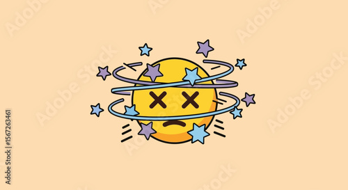 Dizzy Emoji World Celebrate Emoji Day with Whimsical Spinning Stars Design