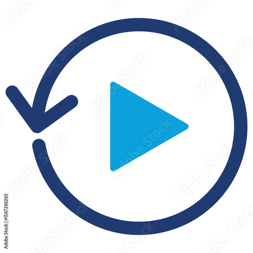 Asynchronous Learning Flat Blue Icon Vector Illustration