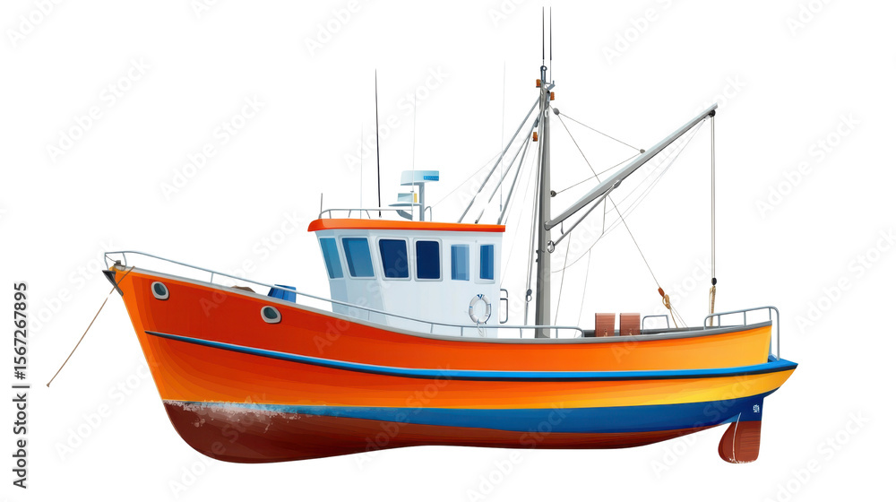fishing boat on the water on white background fishing boat on the water on white background