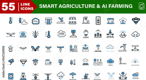 Smart Greenhouse Icons – Temperature Control, Humidity Sensor, CO2 Monitor