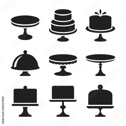 Decorative Cake Stand Icons Collection
