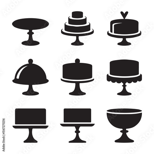 Decorative Cake Stand Icons Collection
