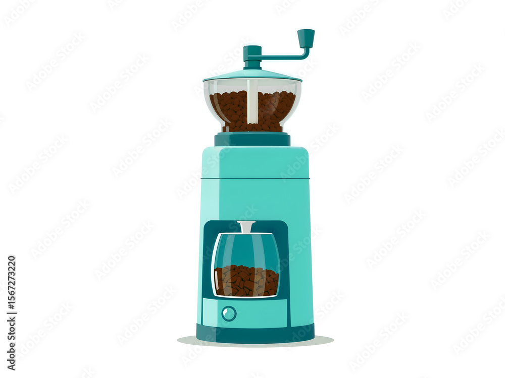 Obraz premium Vintage manual coffee grinder illustration with a white background, perfect for coffee, cafe, and culinary designs. Generative AI