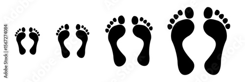 silhouette of baby feet icon over white background. vector illustration. Baby footprints icon isolated on white background. Baby feet sign. Set icons colorful.