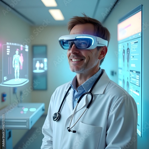 Confident Doctor Wearing AR Glasses