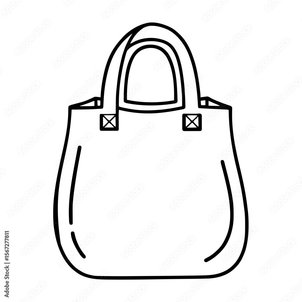 Fototapeta premium Minimalist Outline Reusable Cloth Shopping Bag Icon – Eco-Friendly Tote for Sustainable Lifestyle & Zero Waste