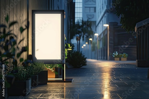 Detailed Color Picture of Modern Logo Presentation on Dark Outdoor Sign Logo Mockup