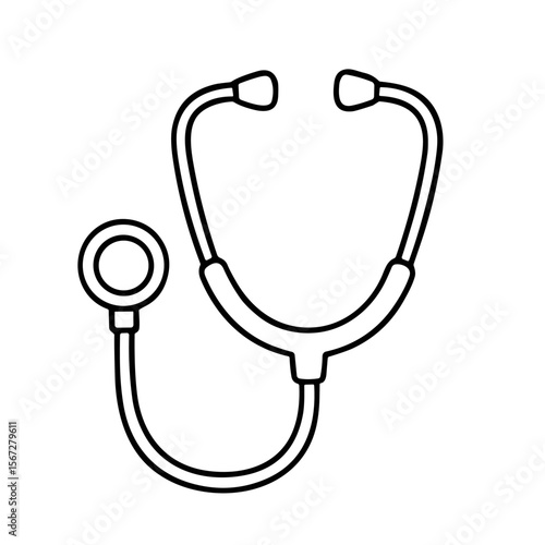 Simple black and white illustration of a medical stethoscope.