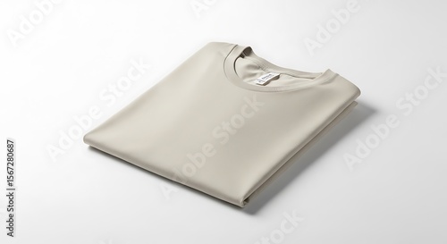 Beige T-Shirt Mockup Folded, Simple, and Clean Design