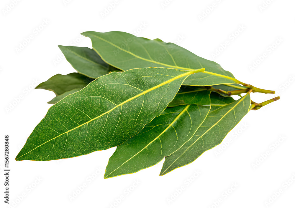 Obraz premium bay leaves on a transparent background. PNG format for culinary and herb enthusiasts.