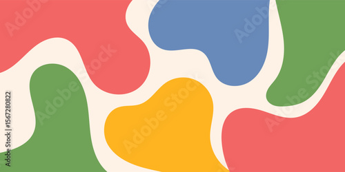 Summer party poster set, geometric memphis style. Hello summer  banner, cards, flayer with hand lettering Deformed fluid uneven organic seamless lines vector funky groovy maze backgrounds