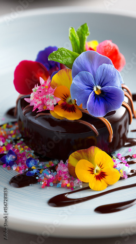 Wallpaper Mural Gourmet Plated Dessert with Floral Decoration Torontodigital.ca