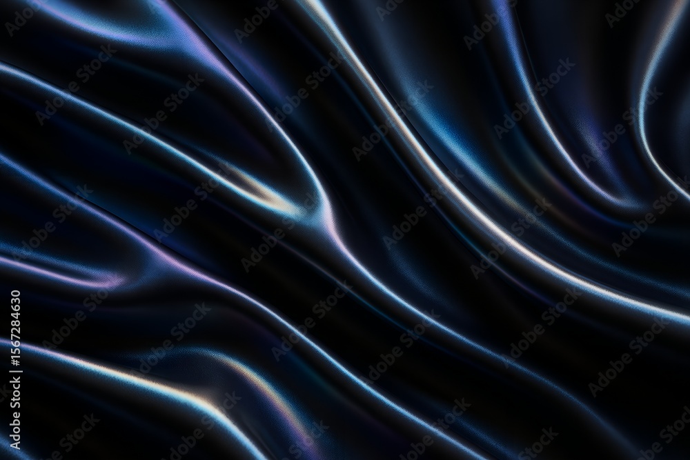 Fototapeta premium Black Satin Flow Texture – Abstract Shiny Fabric Background