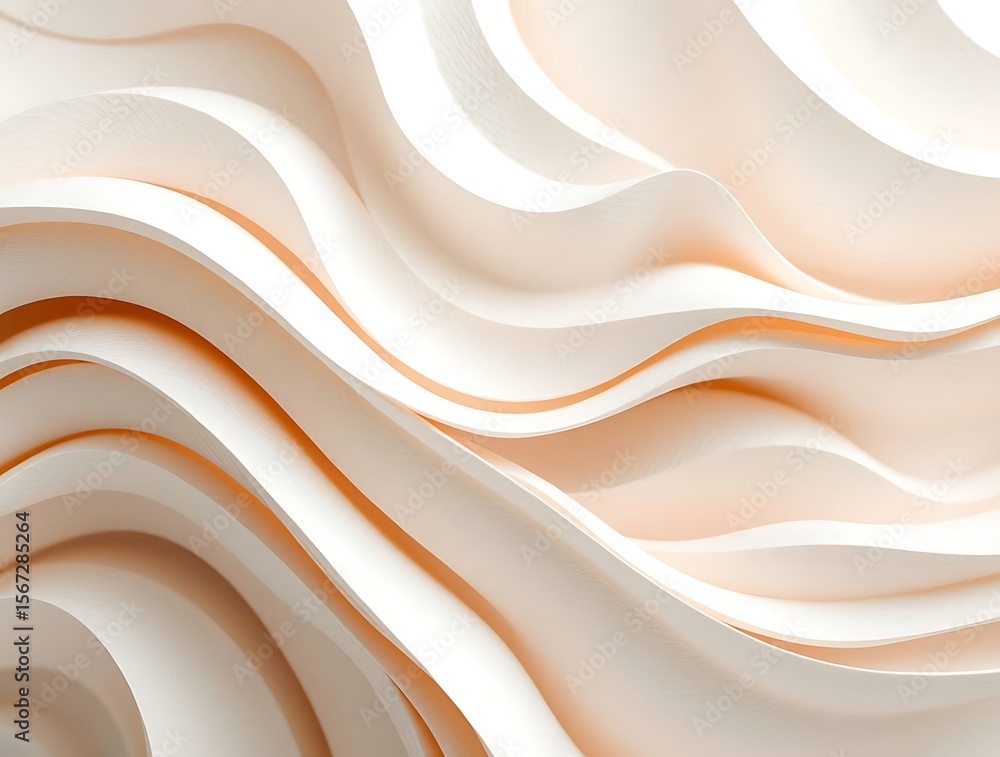 Obraz premium Subtle peach ribbons, layered curves create a harmonious abstract design