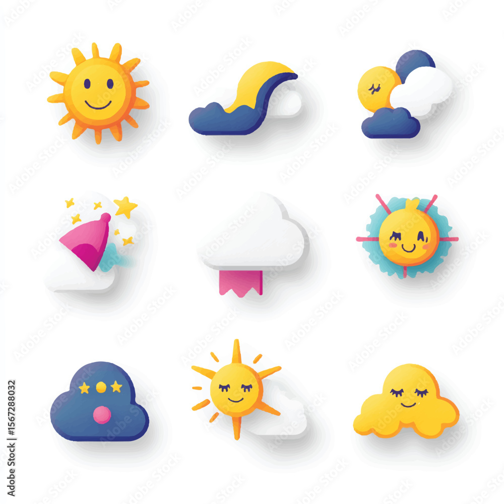 weather icons with cute design weather icons with cute design