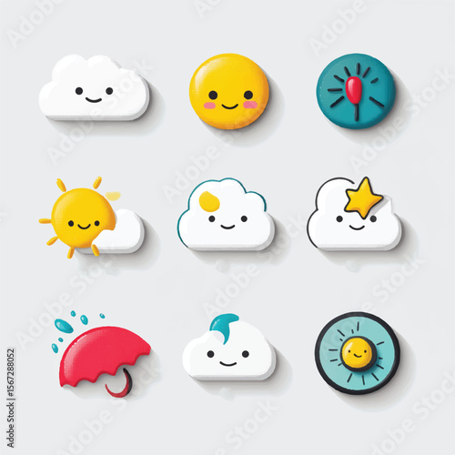 weather icons with cute design