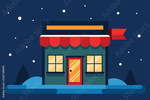 christmas house in the snow