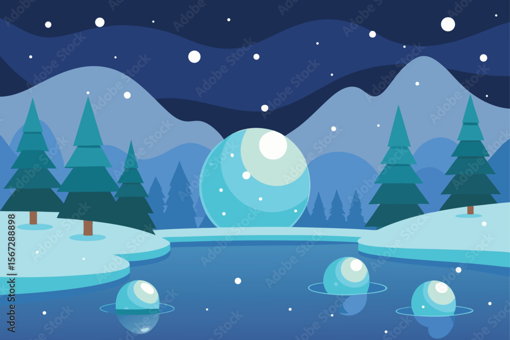 Fototapeta premium winter landscape with snow