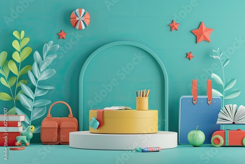 Back to School Tag Education Offer End of Vacation Slogan Back to School Podium Background
