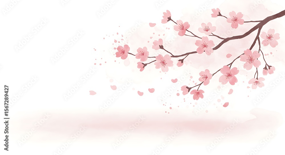 Fototapeta premium Delicate cherry blossoms gently falling.