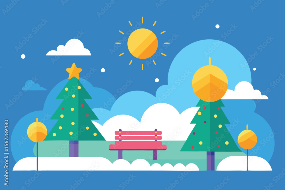 Naklejka premium winter landscape with house and snowman