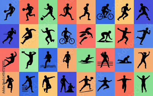 Diverse Athletes in Action A Collection of Sport Silhouettes
