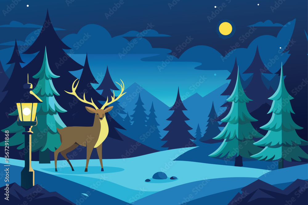 Fototapeta premium christmas card with deer