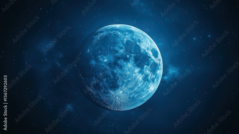 Fototapeta premium Blue moon in cosmic expanse