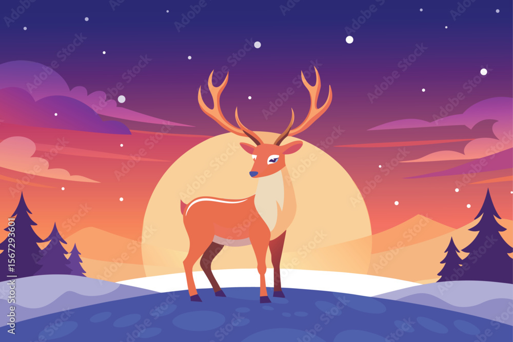 Fototapeta premium Christmas deer in the snow