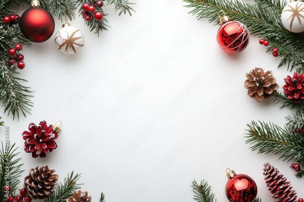 High Detail Picture of High Angle View of Christmas Decorations on White Background High Detail Picture of High Angle View of Christmas Decorations on White Background