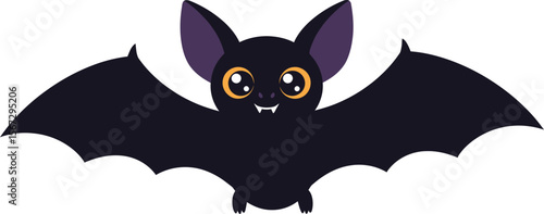 Adorable cartoon bat with large eyes, spread wings, and a friendly expression.