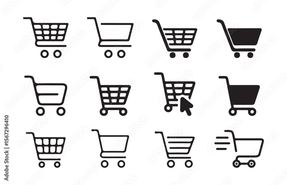 Shopping cart icon collection. empty shopping cart symbol shop and sale icon. Vector illustration Eps 10 Shopping cart icon collection. empty shopping cart symbol shop and sale icon. Vector illustration Eps 10