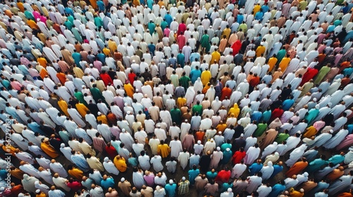 An Aerial View of a Large Gathering of People