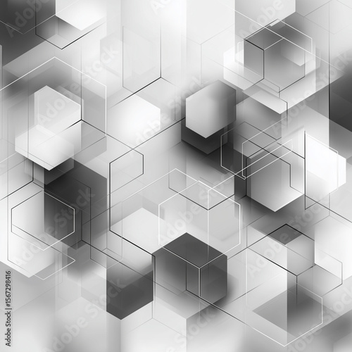 An Abstract Grayscale Background with Six Sided Polygons
