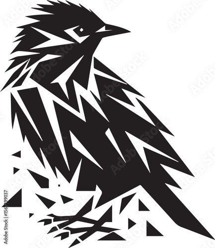 Vector bird myna silhouette illustration