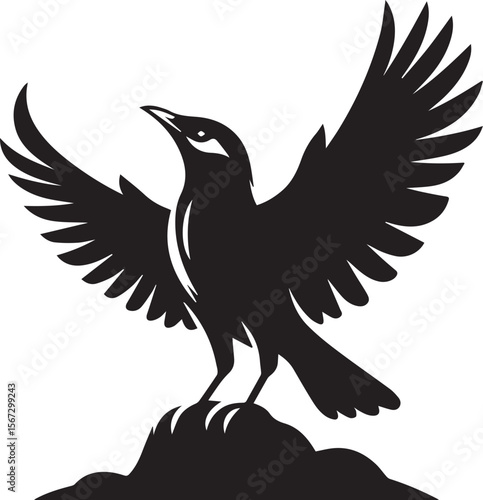 Vector bird myna silhouette illustration