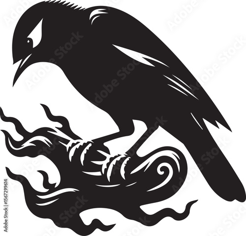 Vector bird myna silhouette illustration