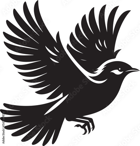Vector bird myna silhouette illustration